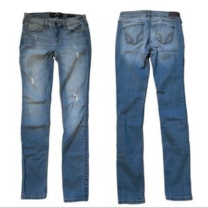 Hollister light rinse ripped low rise skinny 1R 25x30